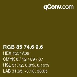 カラーコード: RGB 85 74.6 9.6 | qconv.com