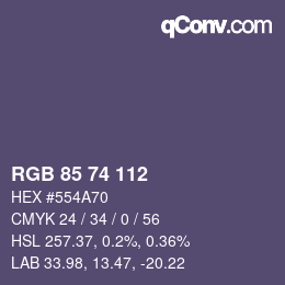 颜色代码: RGB 85 74 112 | qconv.com