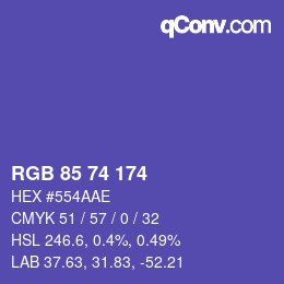 Color code: RGB 85 74 174 | qconv.com