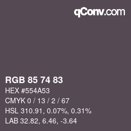 Código de color: RGB 85 74 83 | qconv.com