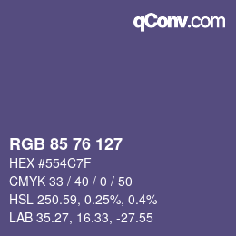 Color code: RGB 85 76 127 | qconv.com