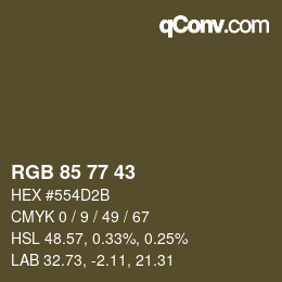 Farbcode: RGB 85 77 43 | qconv.com