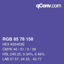 Color code: RGB 85 78 158 | qconv.com