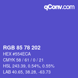 颜色代码: RGB 85 78 202 | qconv.com
