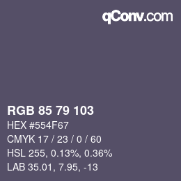 カラーコード: RGB 85 79 103 | qconv.com