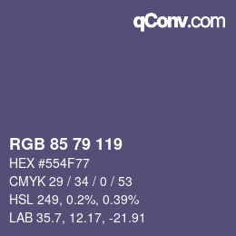 Color code: RGB 85 79 119 | qconv.com