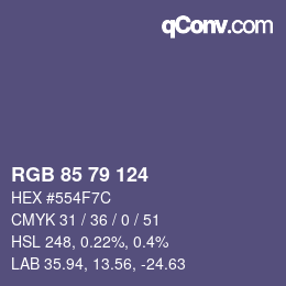 Código de color: RGB 85 79 124 | qconv.com