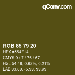 カラーコード: RGB 85 79 20 | qconv.com