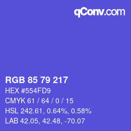 カラーコード: RGB 85 79 217 | qconv.com