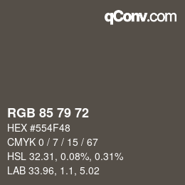 Code couleur: RGB 85 79 72 | qconv.com
