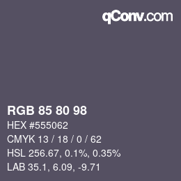 カラーコード: RGB 85 80 98 | qconv.com
