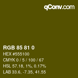 Color code: RGB 85 81 0 | qconv.com