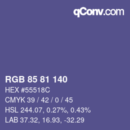 Color code: RGB 85 81 140 | qconv.com