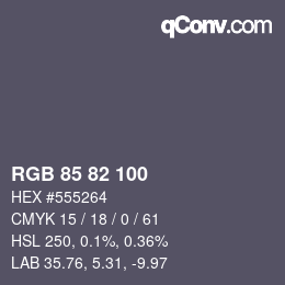 Farbcode: RGB 85 82 100 | qconv.com