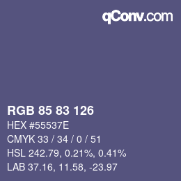 Color code: RGB 85 83 126 | qconv.com