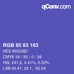 Color code: RGB 85 83 183 | qconv.com
