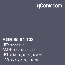 Color code: RGB 85 84 103 | qconv.com