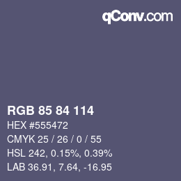 Color code: RGB 85 84 114 | qconv.com