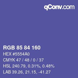 Color code: RGB 85 84 160 | qconv.com