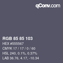 Color code: RGB 85 85 103 | qconv.com
