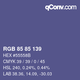 颜色代码: RGB 85 85 139 | qconv.com