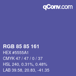 Color code: RGB 85 85 161 | qconv.com