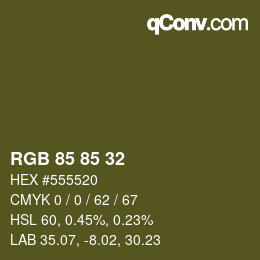 Farbcode: RGB 85 85 32 | qconv.com