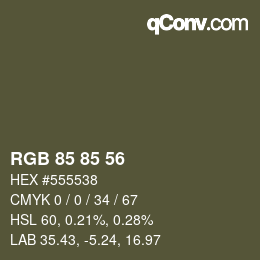 カラーコード: RGB 85 85 56 | qconv.com