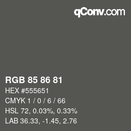 Farbcode: RGB 85 86 81 | qconv.com