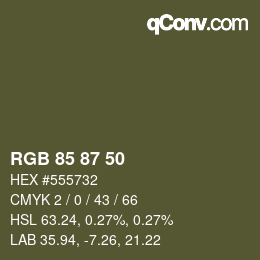 カラーコード: RGB 85 87 50 | qconv.com