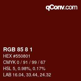 Color code: RGB 85 8 1 | qconv.com