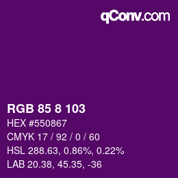 Farbcode: RGB 85 8 103 | qconv.com