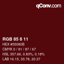 カラーコード: RGB 85 8 11 | qconv.com