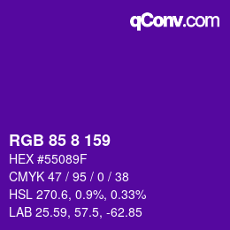 Color code: RGB 85 8 159 | qconv.com