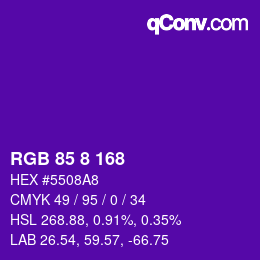 Color code: RGB 85 8 168 | qconv.com