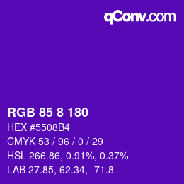 カラーコード: RGB 85 8 180 | qconv.com