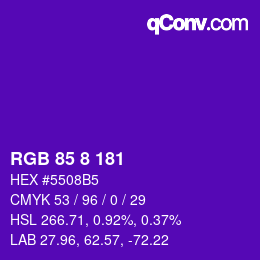 Color code: RGB 85 8 181 | qconv.com