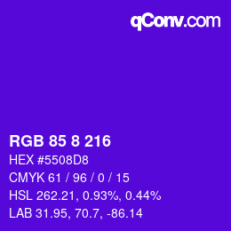 Color code: RGB 85 8 216 | qconv.com