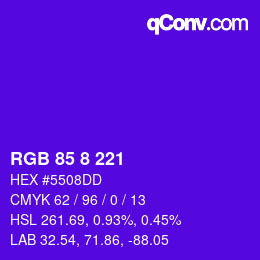 Color code: RGB 85 8 221 | qconv.com
