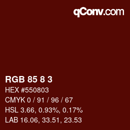 Color code: RGB 85 8 3 | qconv.com