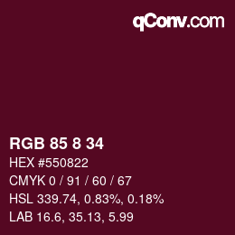 Color code: RGB 85 8 34 | qconv.com