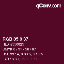 カラーコード: RGB 85 8 37 | qconv.com