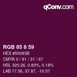 カラーコード: RGB 85 8 59 | qconv.com