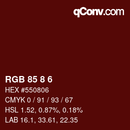 カラーコード: RGB 85 8 6 | qconv.com