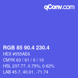 カラーコード: RGB 85 90.4 230.4 | qconv.com
