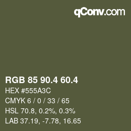 カラーコード: RGB 85 90.4 60.4 | qconv.com
