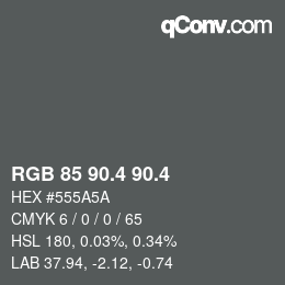 カラーコード: RGB 85 90.4 90.4 | qconv.com