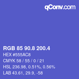カラーコード: RGB 85 90.8 200.4 | qconv.com
