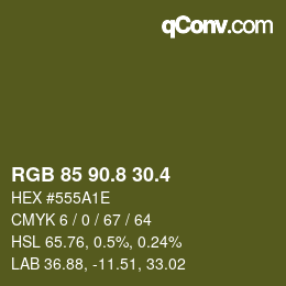 カラーコード: RGB 85 90.8 30.4 | qconv.com