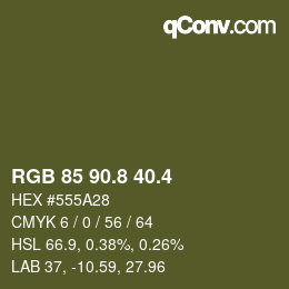 カラーコード: RGB 85 90.8 40.4 | qconv.com